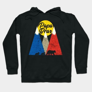 Papa Bear Two Cubs Walking in Mountains Hoodie